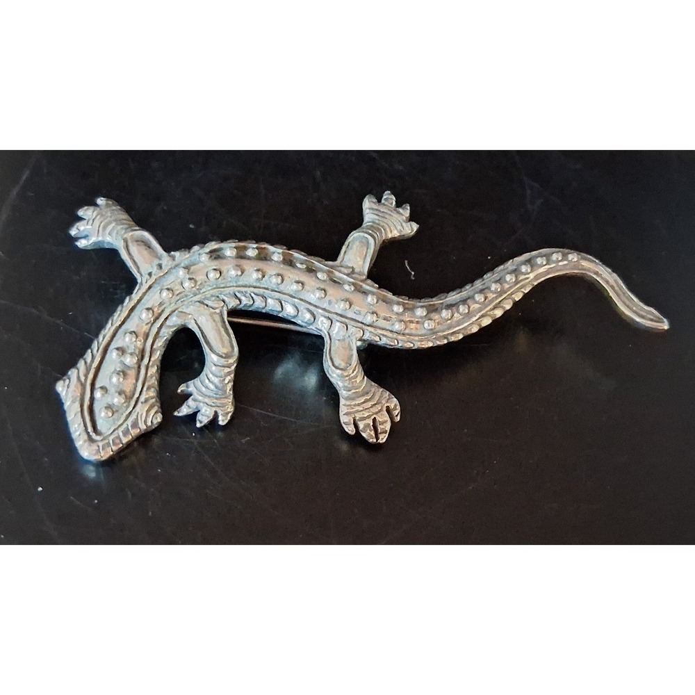 Vintage 1985 Seagull Pewter Canada Lizard Brooch Reptile Salamander Pin Silver
